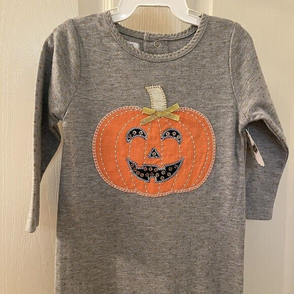 Mud Pie Baby Girl Halloween Pumpkin One Piece Romper Jumpsuit 6-9 Months NWT - Picture 2 of 10